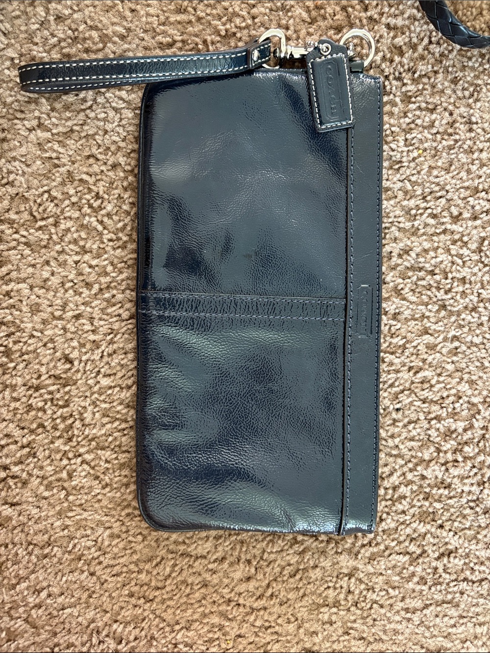 Coach Black Leather Wristlet Clutch